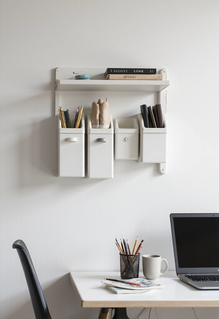 wall mounted desk organizer with office supplies