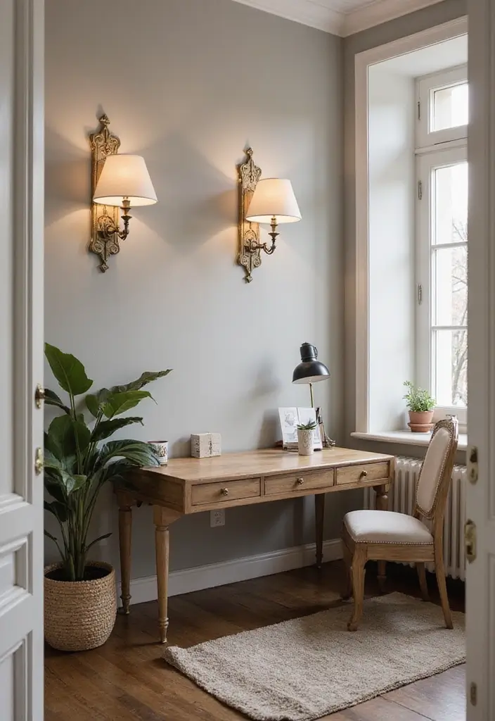 wall sconces providing stylish office lighting