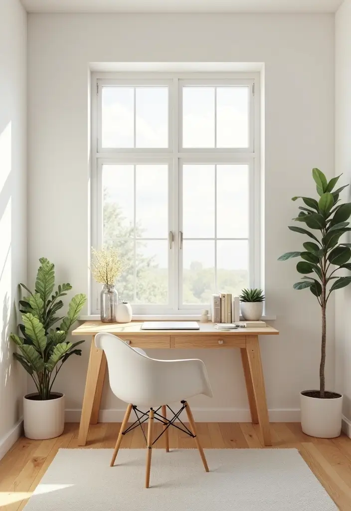 white calm home office interior