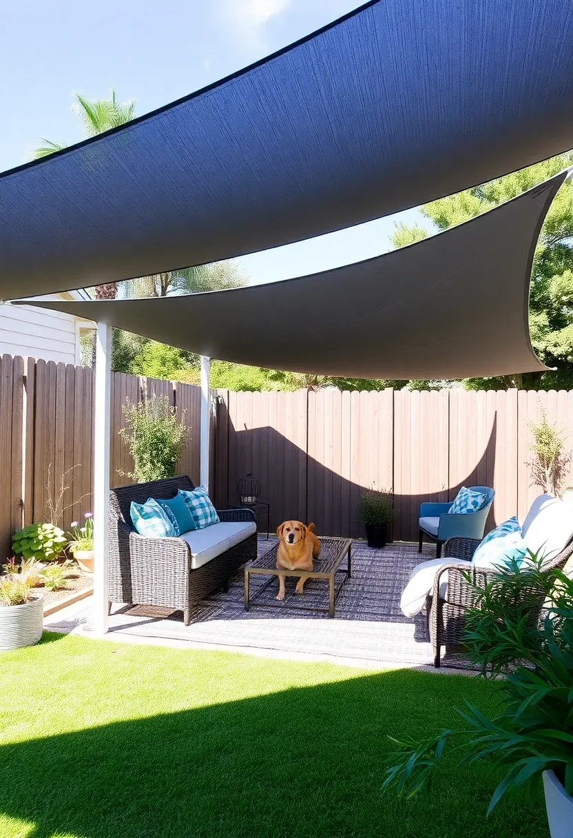 20 Portable Outdoor Dog Kennel Ideas for Easy Setup - 12. Shade Sail Kennel