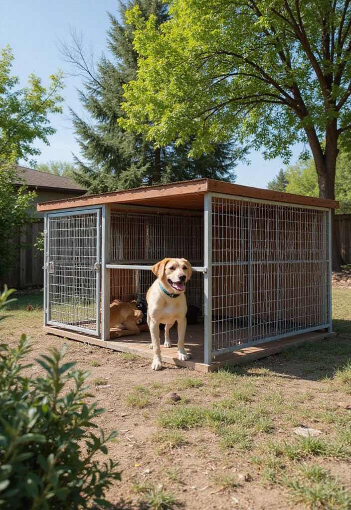 20 Portable Outdoor Dog Kennel Ideas for Easy Setup - 4. Wire Mesh Kennel