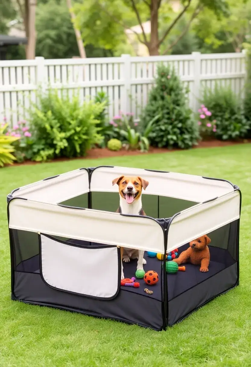 20 Portable Outdoor Dog Kennel Ideas for Easy Setup - 9. Stylish Pet Playpen