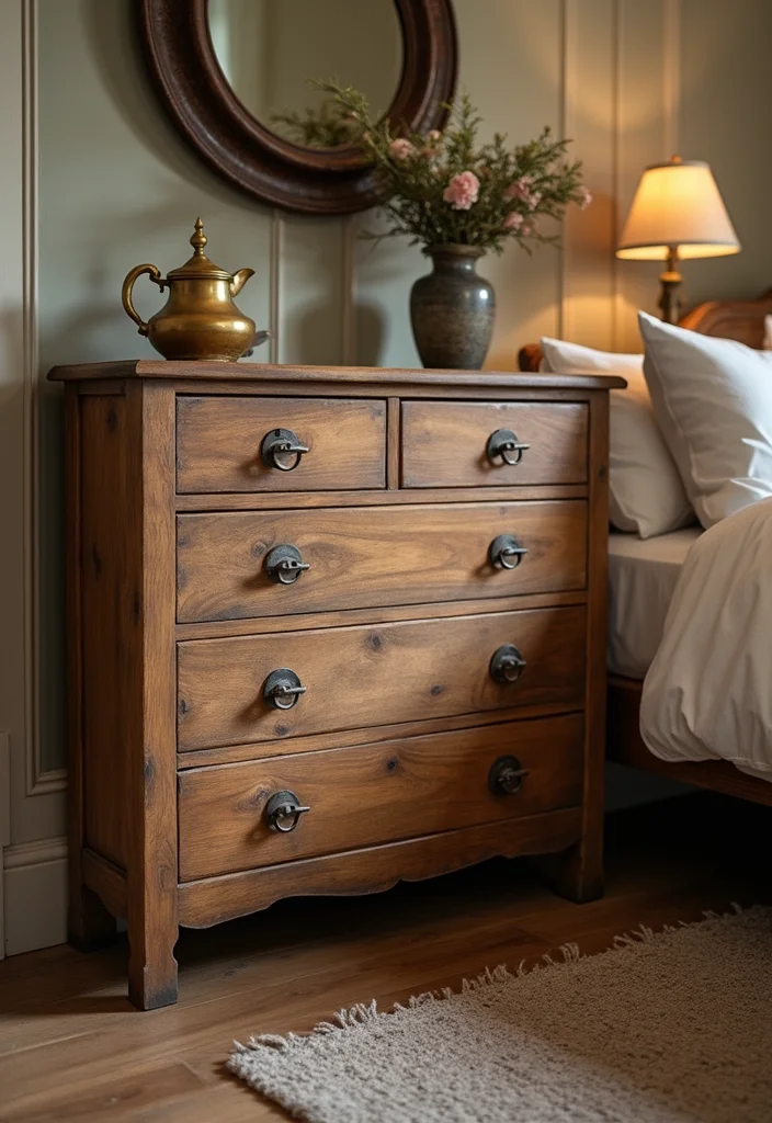 antique dresser with brass knobs