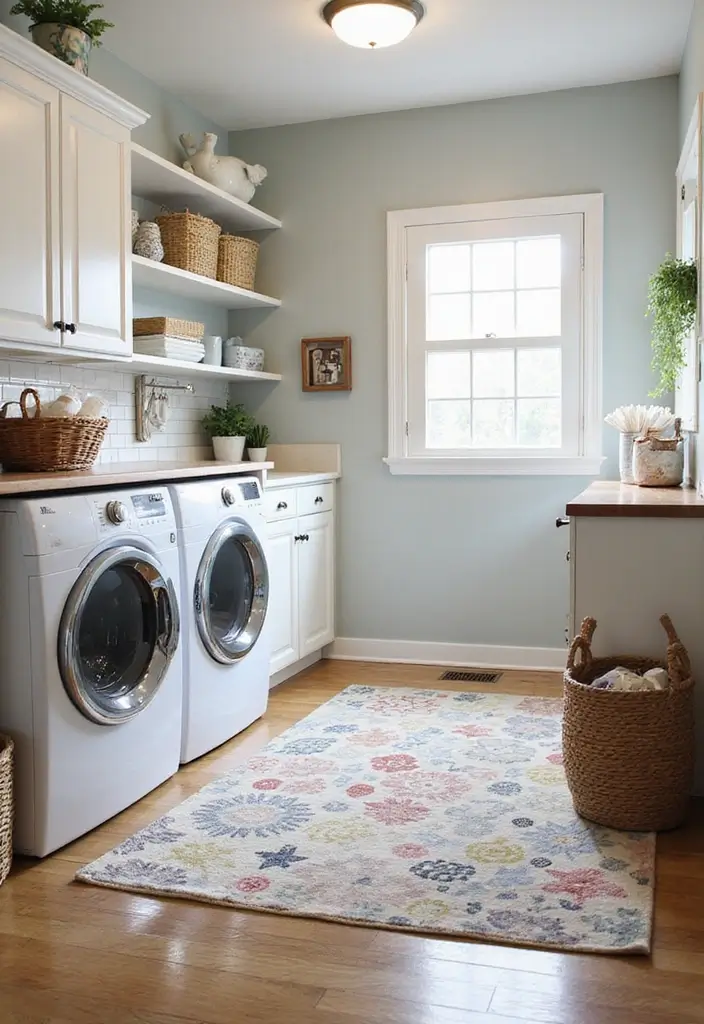 area rugs adding texture laundry room