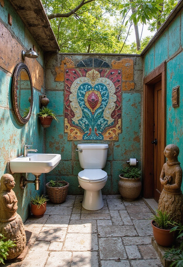 artistic flair outdoor bathroom decor