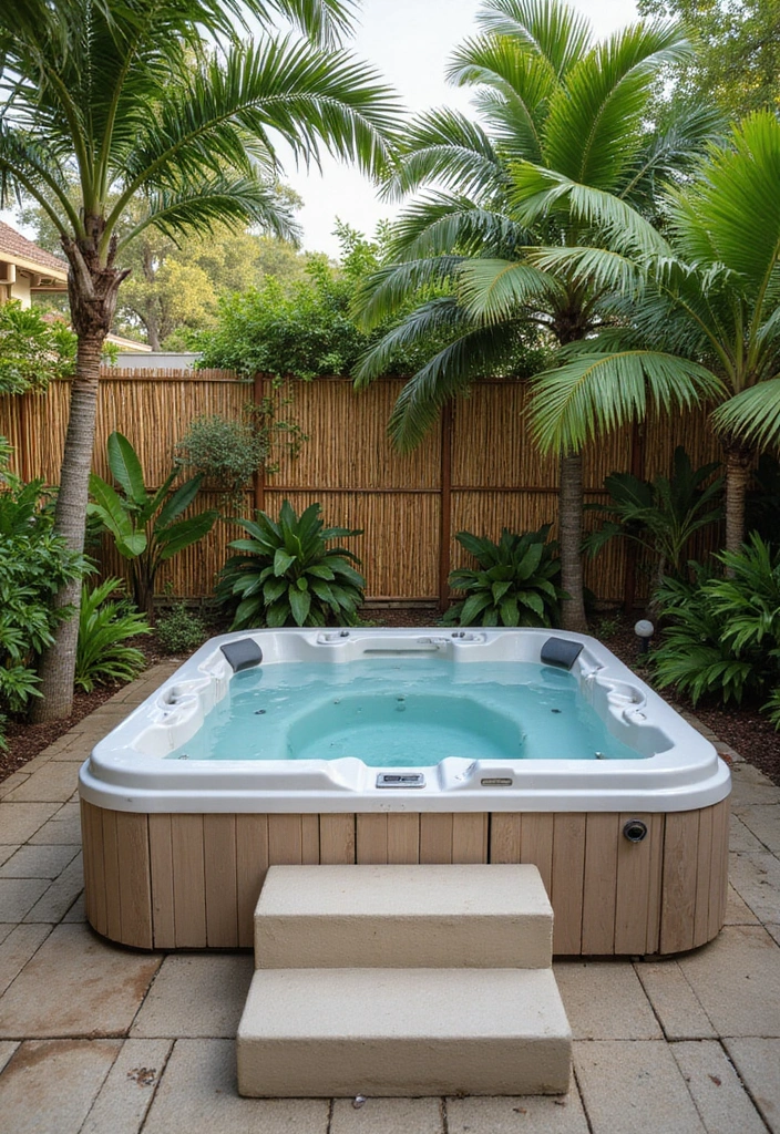bamboo tropical jacuzzi backyard escape