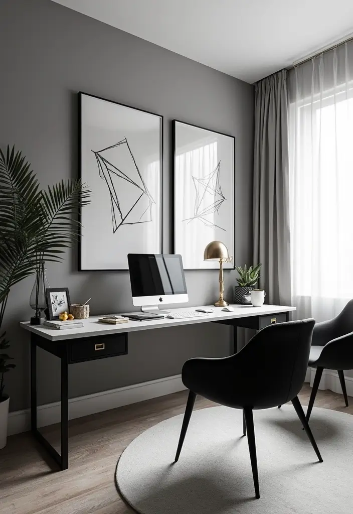black white dual home office desk
