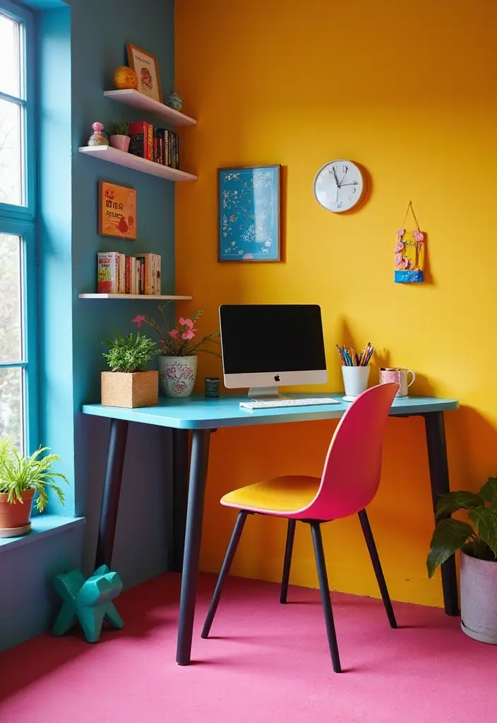 bold color corner desk statement