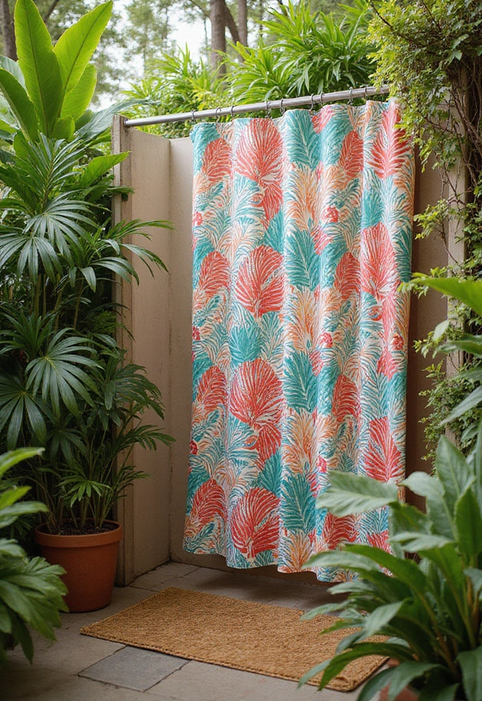 bright curtain outdoor shower