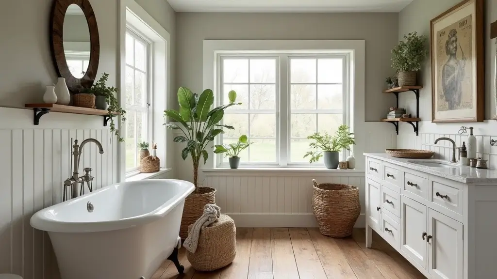 budget farmhouse bathroom decor ideas