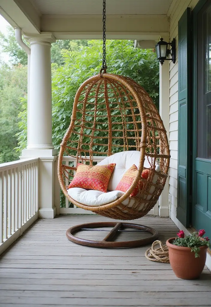 chic hanging chair apartment porch
