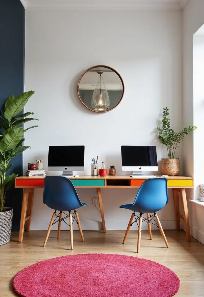 color blocked dual home office desks