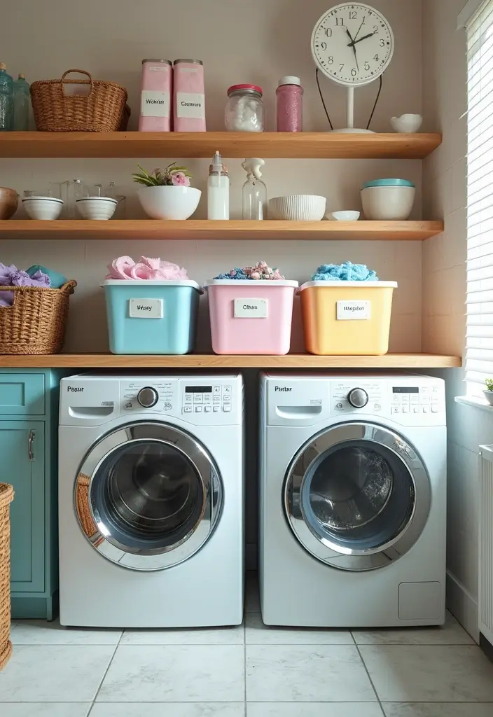 color coded laundry room organization