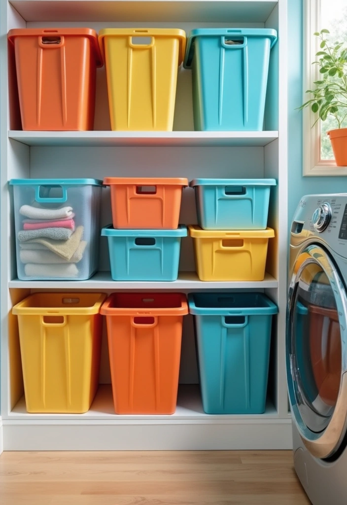 color coded laundry storage system