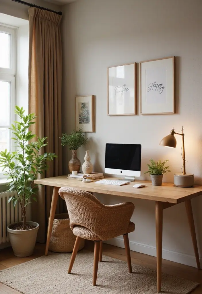 cozy nook corner desk setup