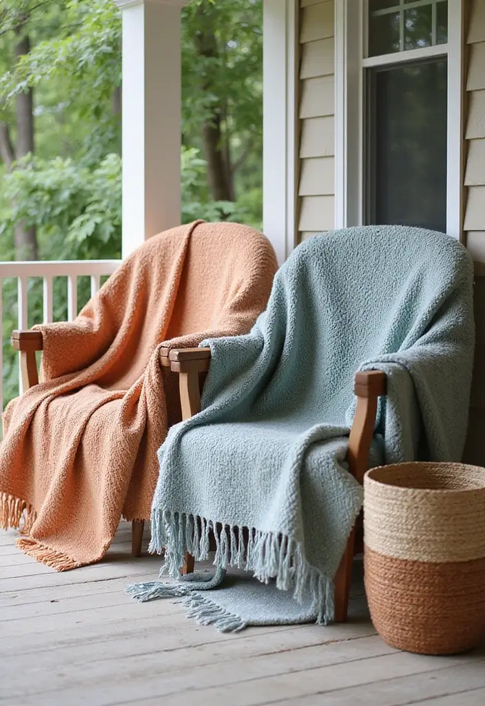 cozy throw blankets porch styling