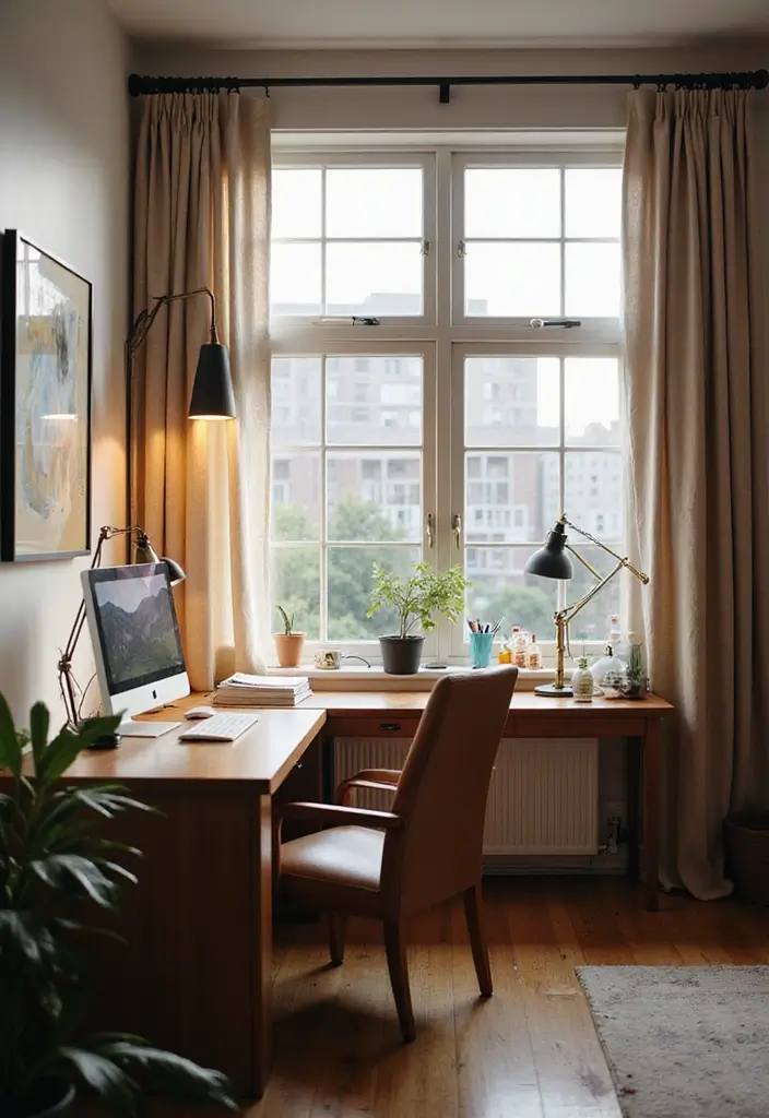 dual home office desk lighting ideas