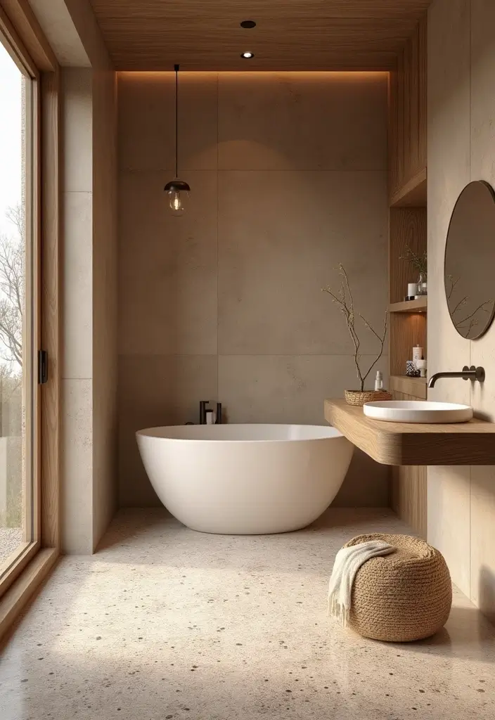 earthy tone terrazzo bathroom ideas