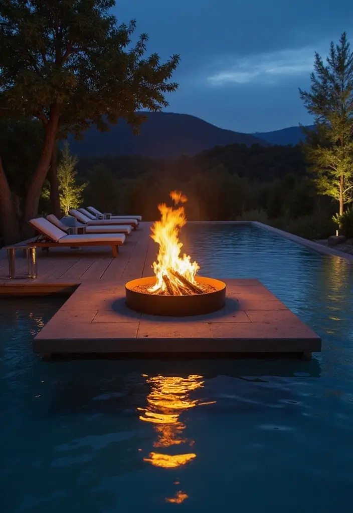 fire pit surrounded by water