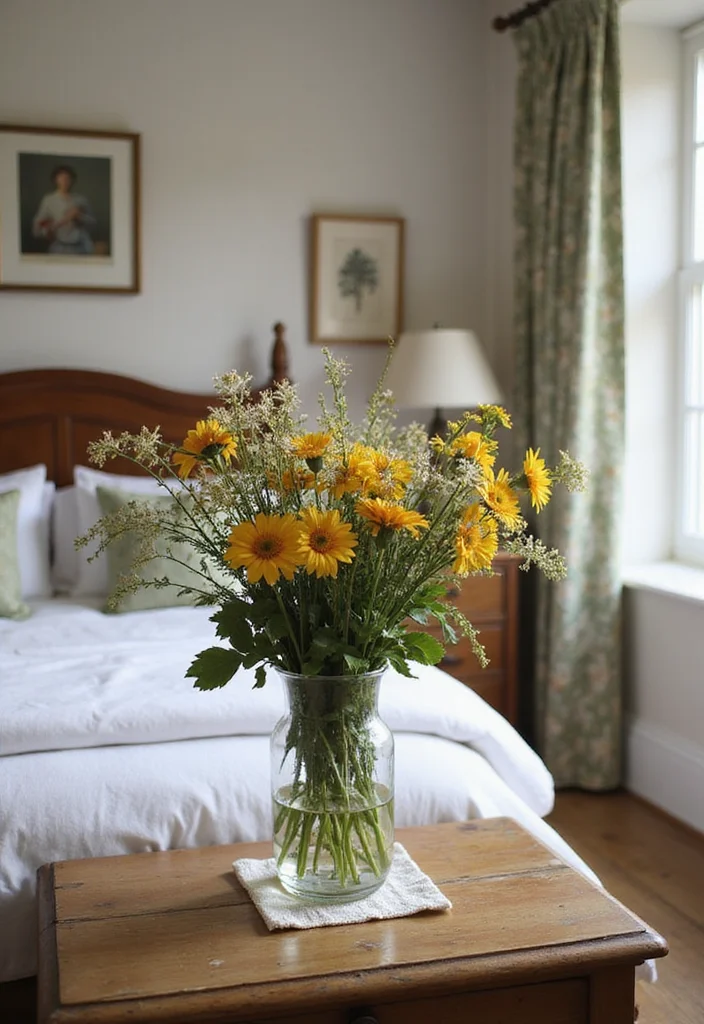 fresh wildflowers cottage bedroom decor accent