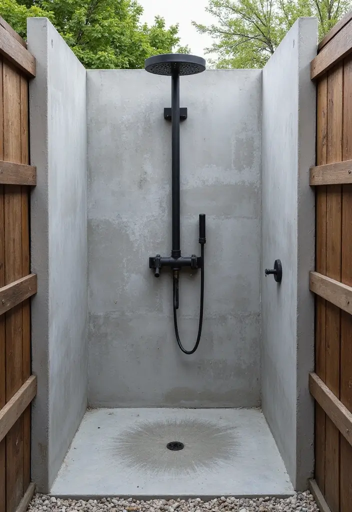 industrial chic outdoor shower beach house