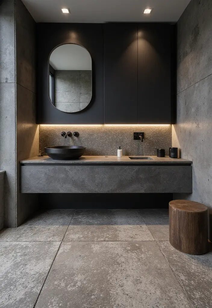 industrial style terrazzo bathroom