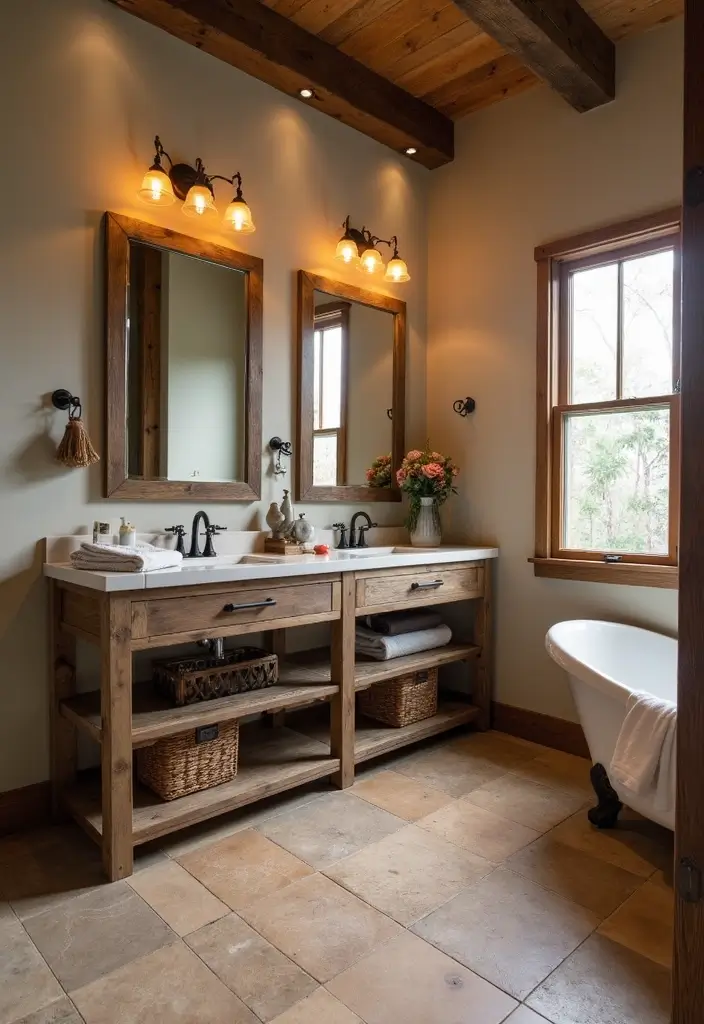 integrated flooring double sink bathroom