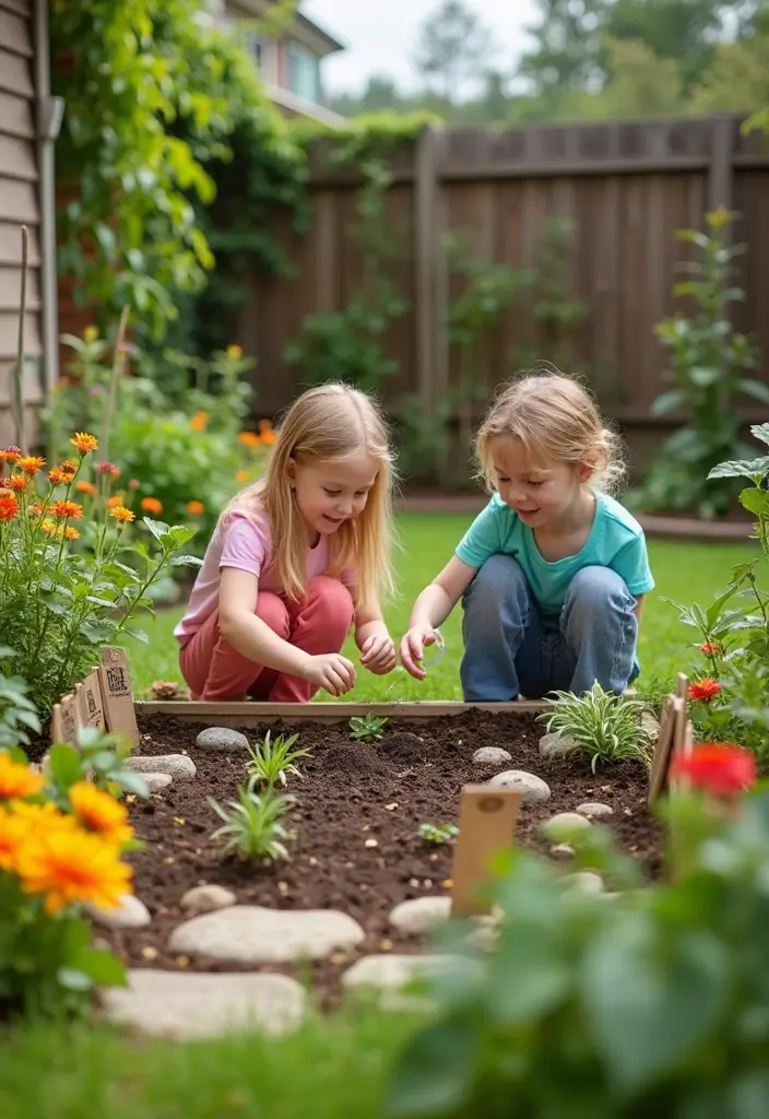kids mini garden space backyard plants diy