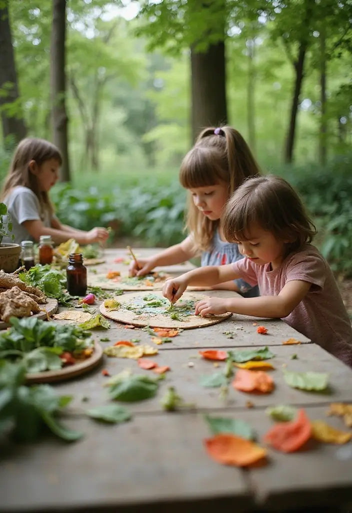 kids nature art station backyard outdoor crafting