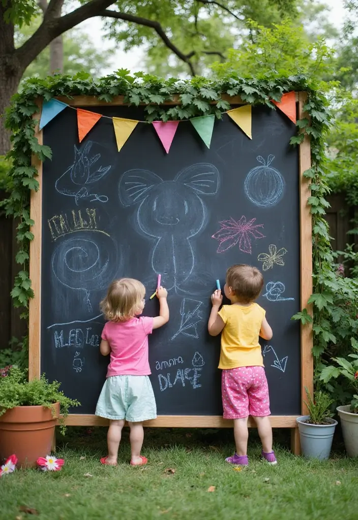 kids outdoor chalkboard wall backyard creative play