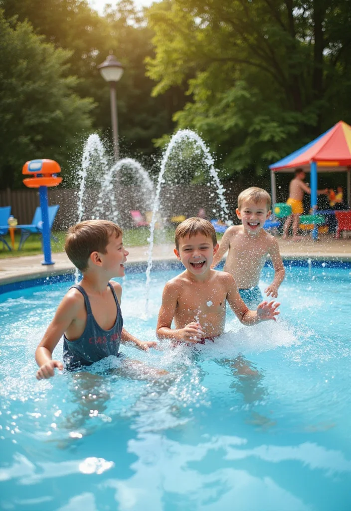 kids water play zone backyard splash area