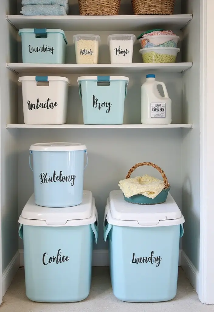 laundry room labeling storage system