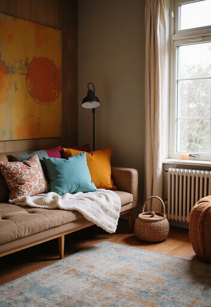 layered textiles cozy apartment styling