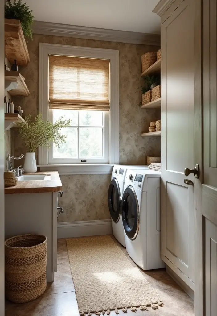 layered textures cozy laundry room