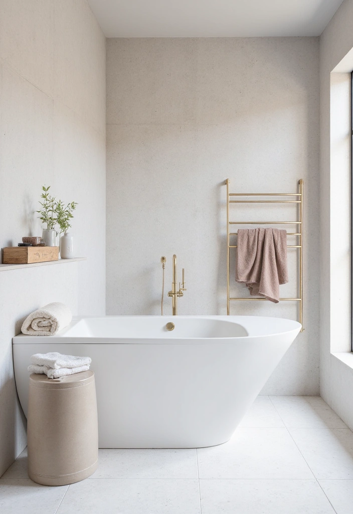 minimal white terrazzo bathroom design
