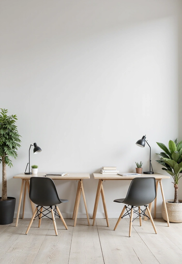 minimalist dual home office desk setup