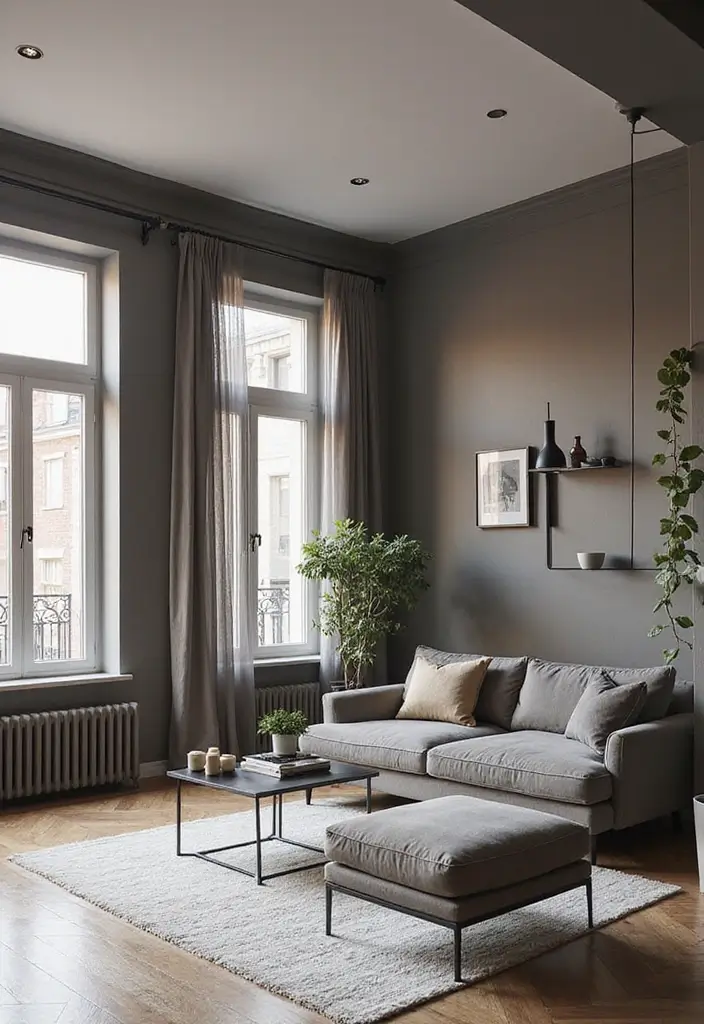 minimalist small loft with bold accents