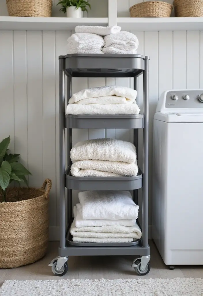 mobile laundry cart space saving