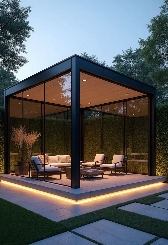 modern metal gazebo with clean lines
