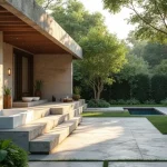 modern outdoor bathroom spa backyard