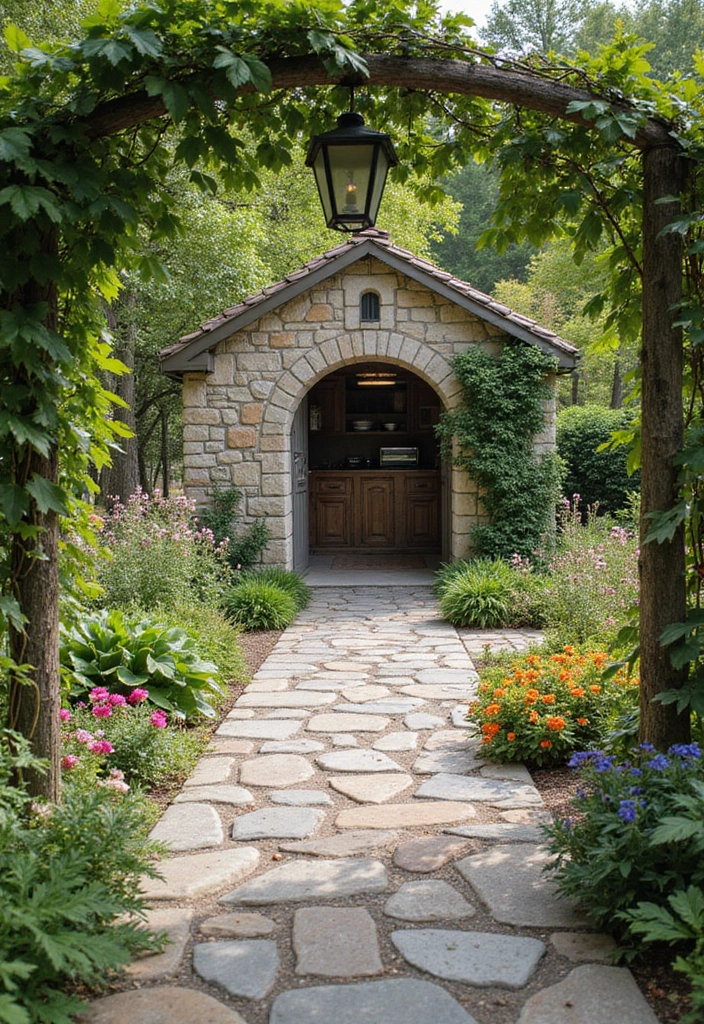 natural stone walkway laundry area