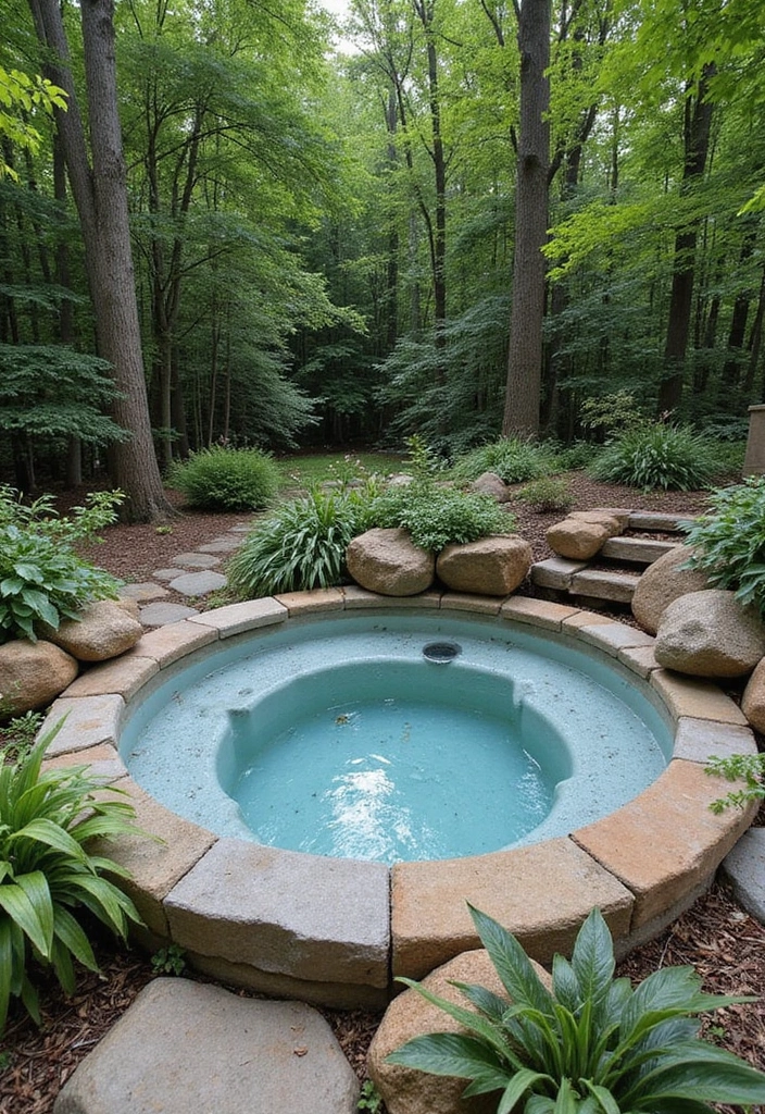 nature inspired jacuzzi garden setting