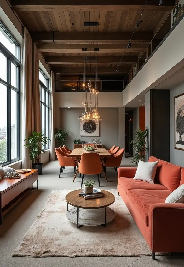 open concept luxury small loft living
