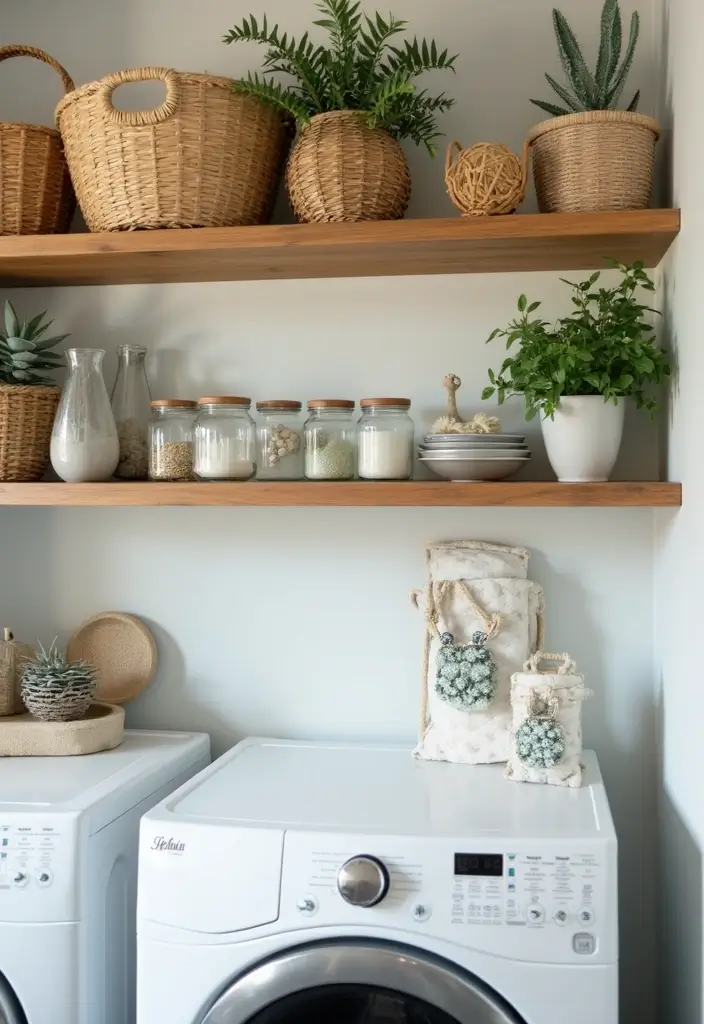 open shelving laundry room display