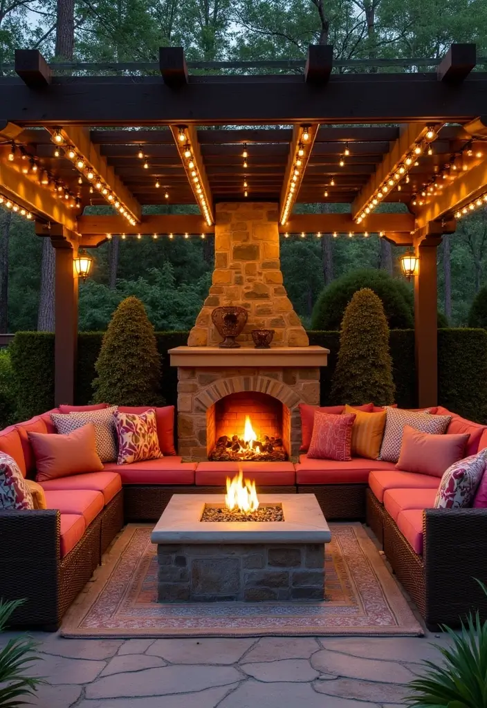 outdoor living room fireplace