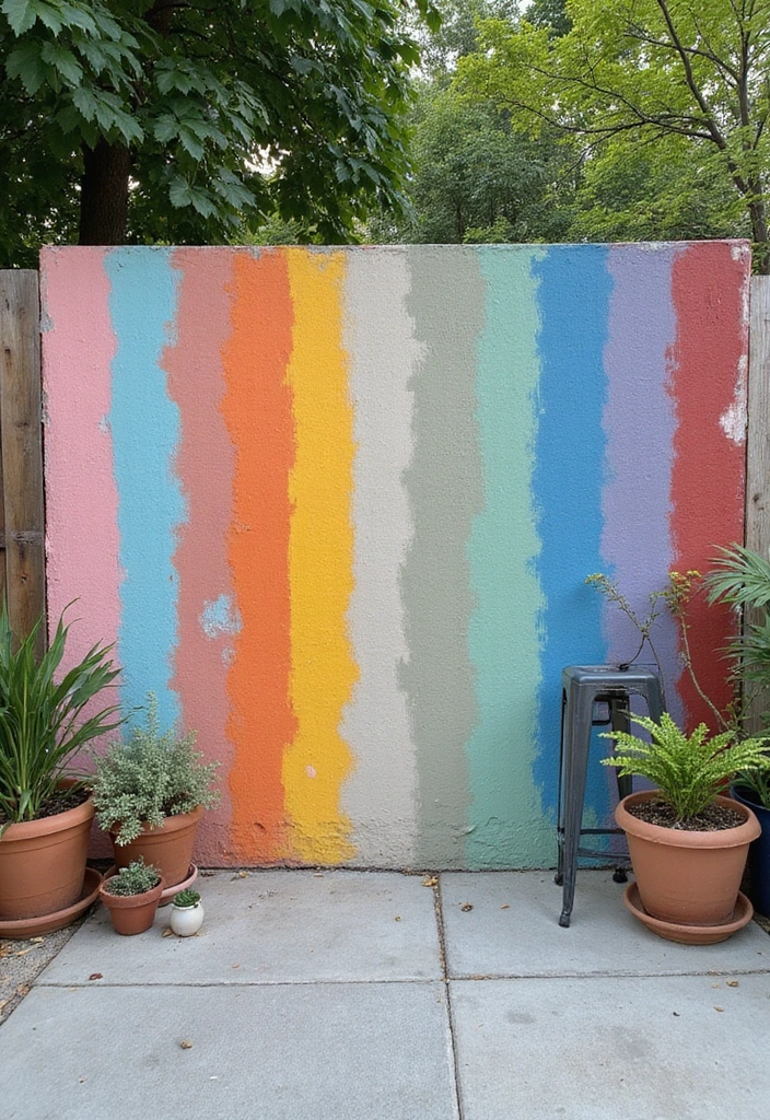 painted concrete outdoor wall idea