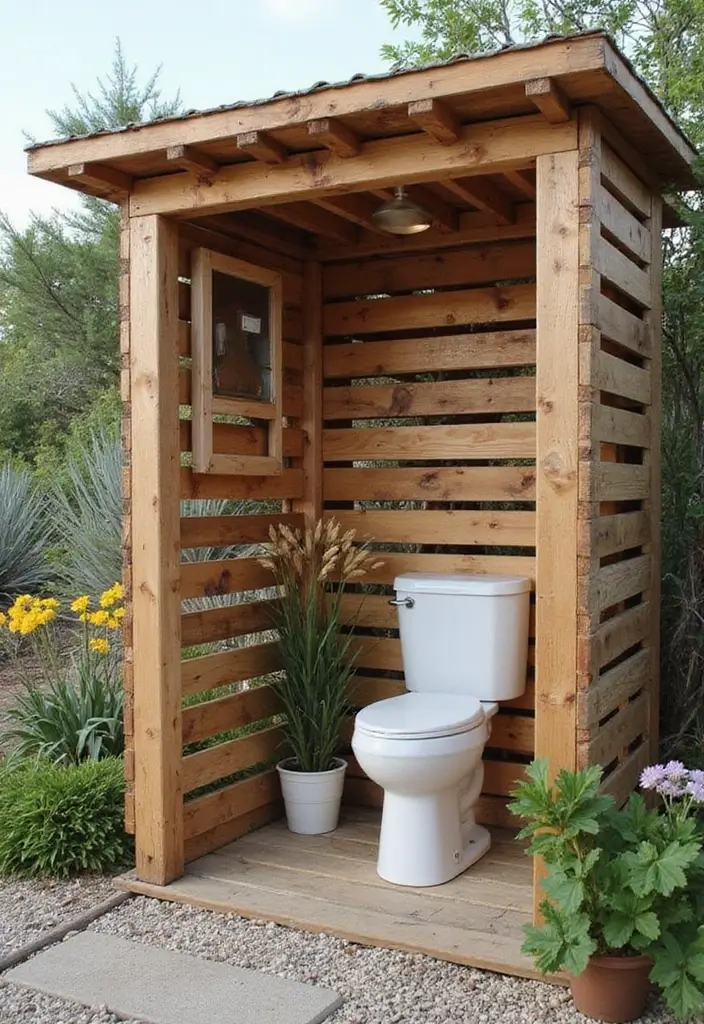 pallet wood outdoor toilet