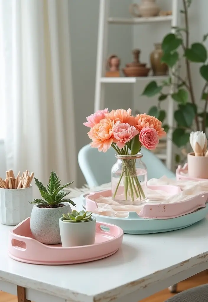 pastel decorative trays soft apartment accents
