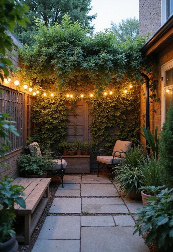 patio privacy screen with plants