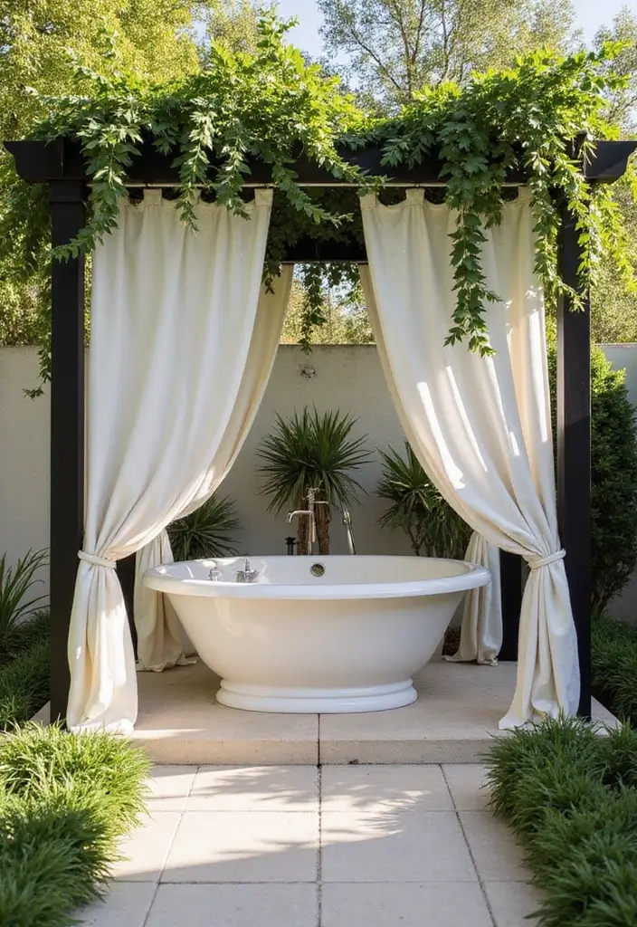 pergola shade over outdoor shower